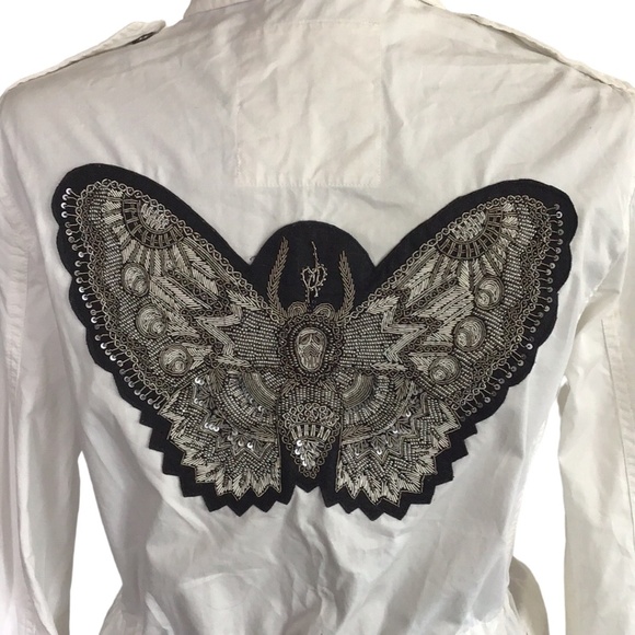 Zadig & Voltaire KAYAK MILI Embroidered Butterfly Zip Front Utility Jack, S - Picture 8 of 14